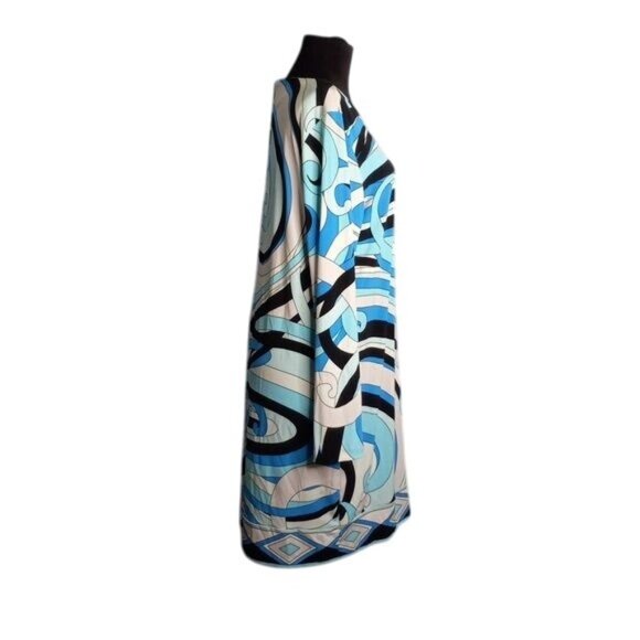Michael Michael Kors XL Dress Abstract Mod Pop Art Print Long Sleeve Summer Blue - Picture 4 of 12